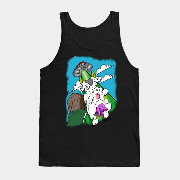 Cow abducted by a flaying saucer with lasers Tank Top by silentrob668